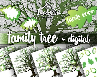 Custom Family Tree Clipart SVG PNG Digital Silhouette Wall decal Vector Graphic Digital Printable Oak Cut File Template Adobe Illustrator