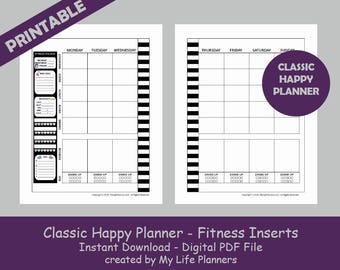 CLASSIC Fitness Happy Planner Inserts, Printable Happy Planner Fitness Inserts, MAMBI Classic Fitness Happy Planner Inserts, PDF Download