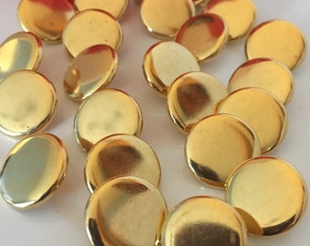 10, gold buttons, metal buttons, 15mm gold metal buttons, blazer buttons, shiny buttons, metallic buttons, vintage buttons, military buttons
