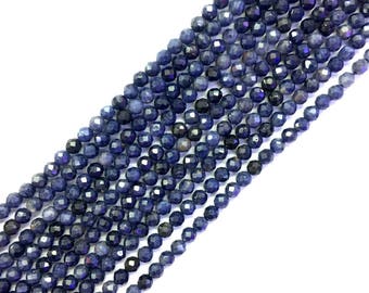 Natural Blue Sapphire 2mm 3mm Beads Faceted Genuine Dark Blue Sapphire Blue Precious Gemstone Blue Sapphire Small Beads Tiny Blue Sapphire
