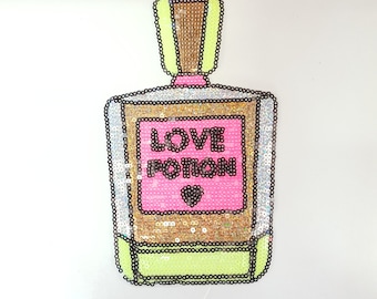 Cute Neon Perfume Bottle Sequins Iron On Patch Free Shipping!