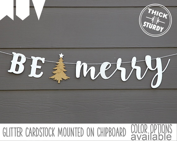 BE merry banner with christmas tree christmas decorations