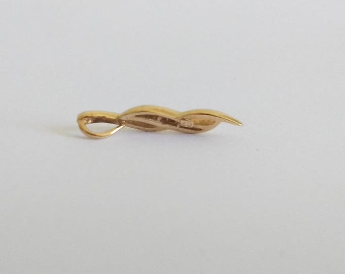 Small gold pendant, gold and diamond chip pendant, wavy gold lines, romantic anniversary gift idea