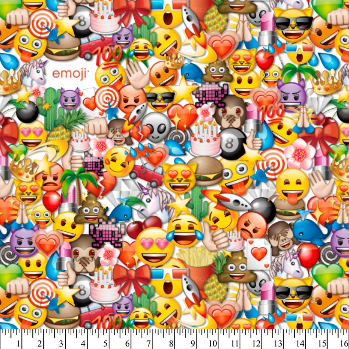 Emoji Party Cotton Fabric by the yard /David Textiles/Free