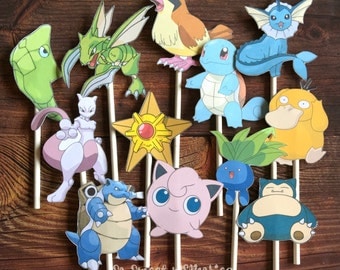 POKEMON 2 Cupcake Toppers / Cake Toppers / Die Cuts / Birthday Party / Decorations / Cake Pops / Supplies / Decor / Fast Shipping