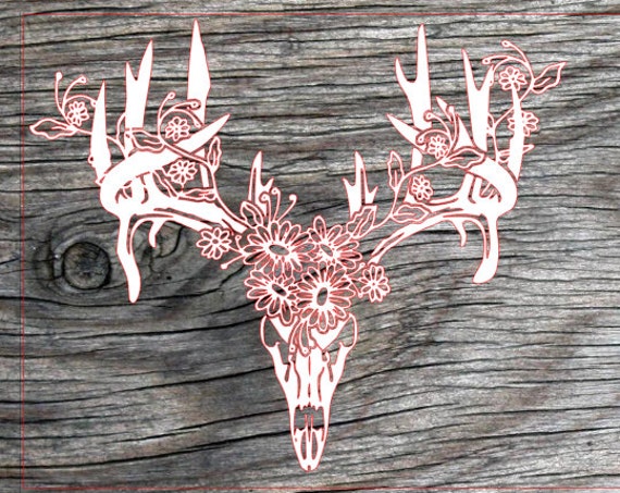 Download Boho deer skull with flowers gypsy decal jeep decal truck