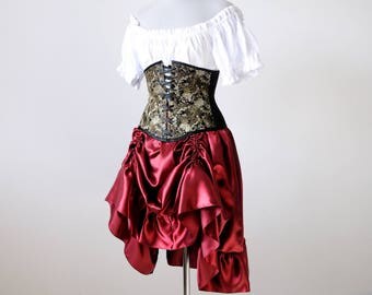 50% OFF Steampunk costume medieval renaissance clothing bustle Bronze skirt ren faire dress peasant halloween costume women pirate larp