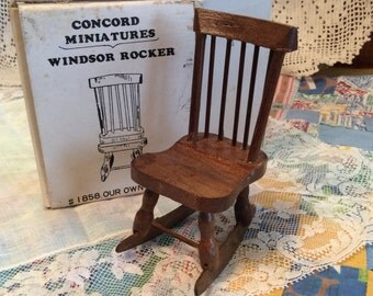 Vintage Miniature Rocking Chair ,Dollhouse Furniture ,Windsor Rocking Chair