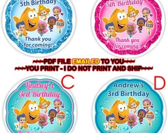 YOU PRINT- Bubble Guppies Birthday Thank you gift tags, Bubble Guppies Favor Tags, Bubble Guppies Goody bag labels, Thank you tags- BIRTHM14