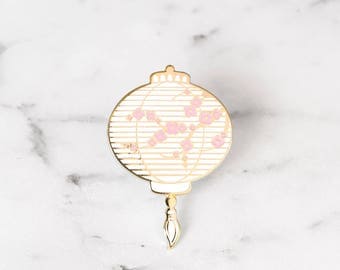 Lantern Pastel Enamel Pin - White & Pink
