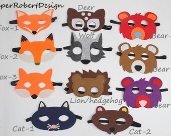 Woodlands Party mask, Woodlands Party favors, Kids Animal Maks,Woodlands Party,Bear mask,Deer Mask,Fox Mask,Cat Mask,Wolf mask,Lion/hedgehog