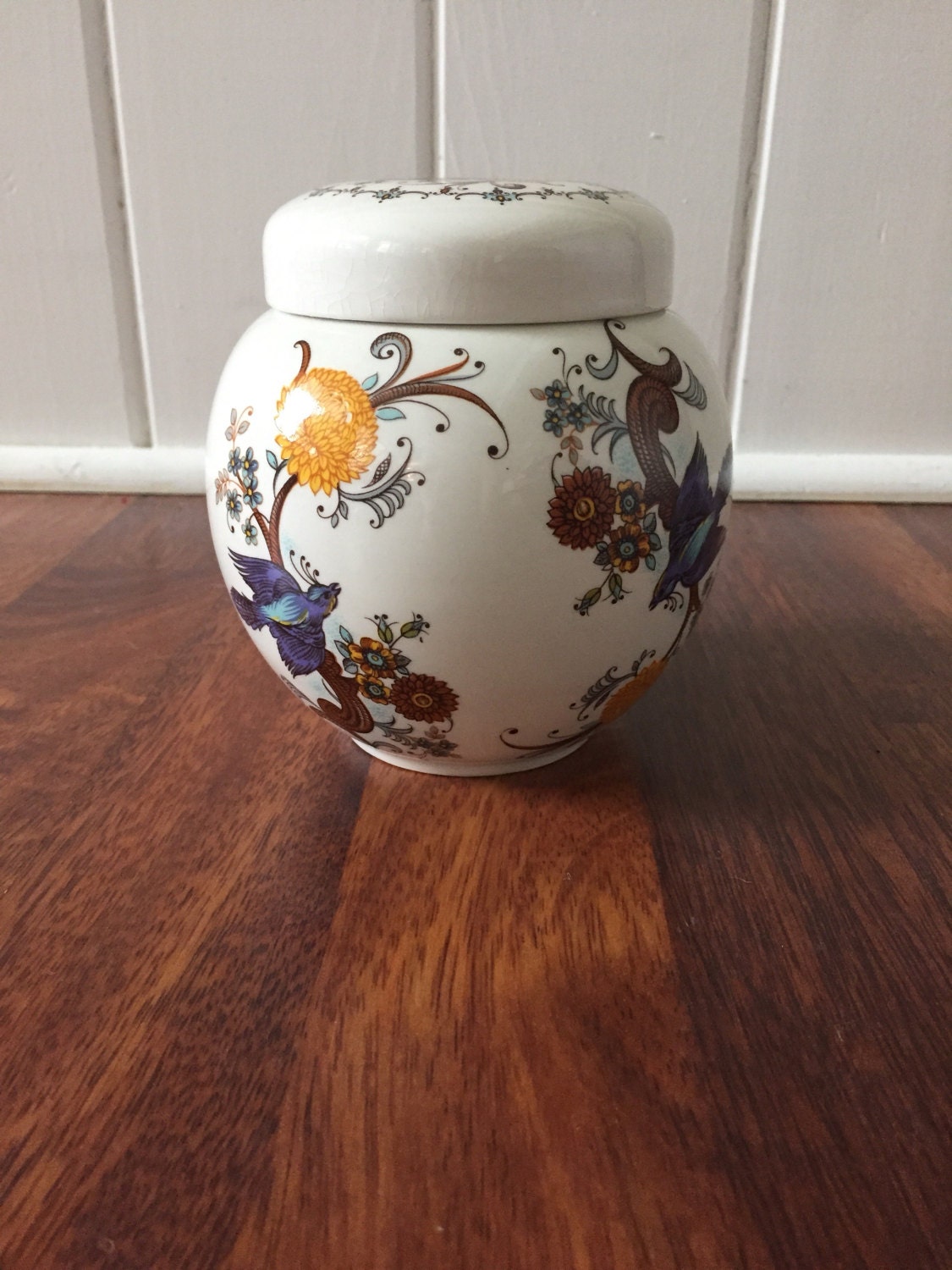 SADLER ENGLAND ginger jar with lid chinoiserie birds