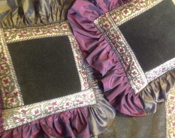 Decorative pillows and table cloth, velvet, taffeta, organza trimmings