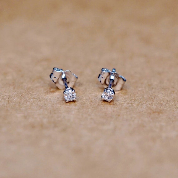 Tiny Diamond Single Stud Earrings in 14k Gold by AuraByMinji