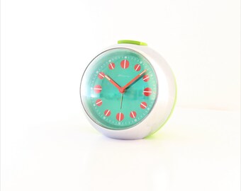 Blessing/Alarm Clock/Space Age/Design/1970s /Green Alarm Clock/Atomic Alarm Clock/West Germany/Desk Alarm Clock