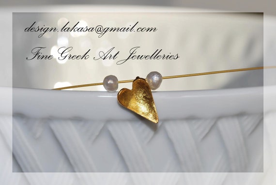 Heart Necklace Silver 925 Gold Plated Jewelry with Pearls Lakasa e-shop gifts for her birthday Valentine's Day love girlfriend