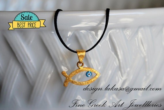 SALE fish enamel eye necklace sterling silver gold jewelry best gifts ideas for her birthday mother newborn baby girl children baptism OFFER