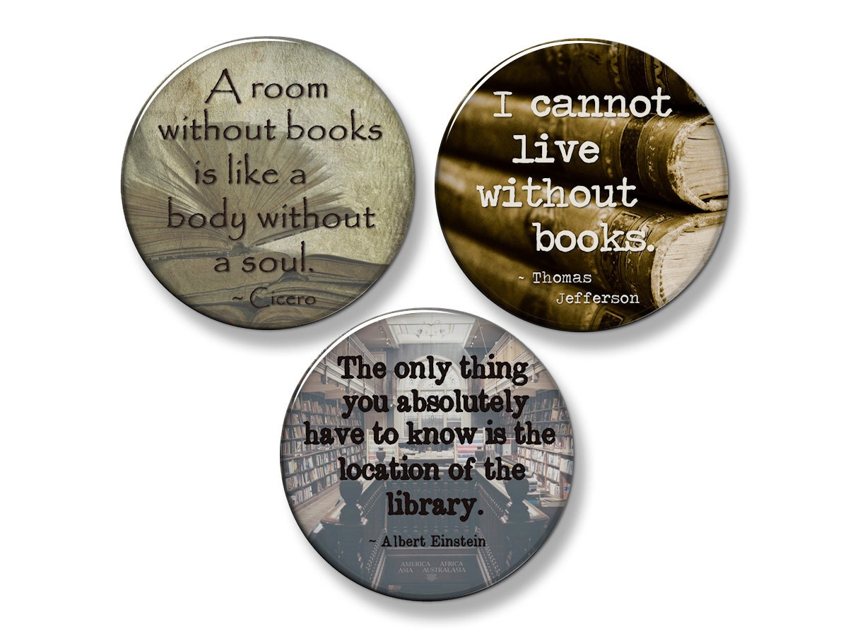 BOOK LOVER'S Fridge Set 3 Large 2.25 Round