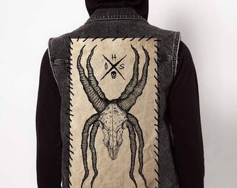 Eight Horned Ram Skull // Back Patch // 18"x10"