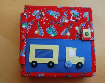 A Heavy Vehicles Quiet Book, Fabric Toddler Book, busy book, Montessori Toy, sensory toy, travel toy, educational toy (from 2 years old)