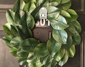 18" faux magnolia wreath, Fixer upper style wreath, Farmhouse wreath, Magnolia wreath, Summer wreath