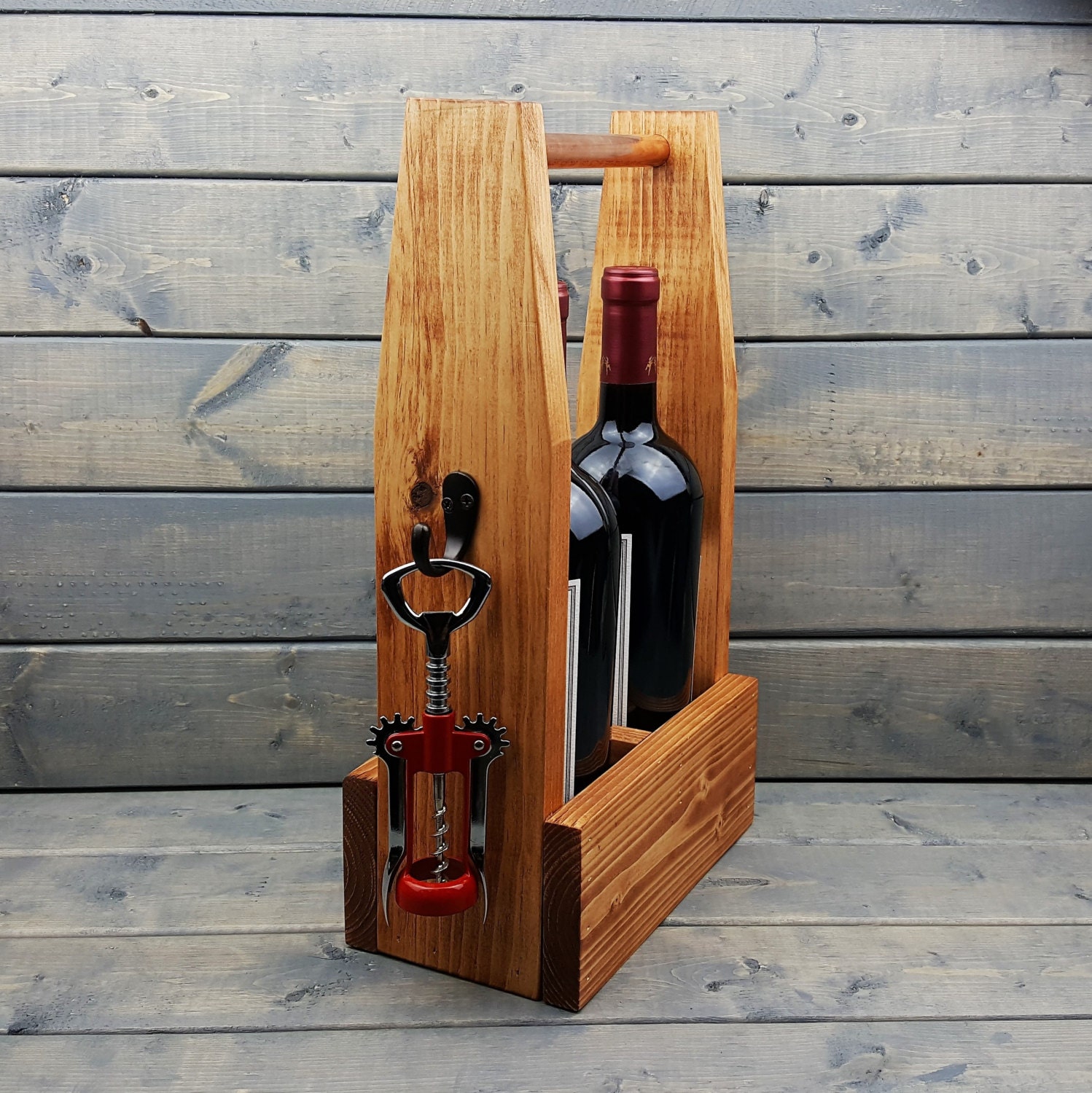 Personalized Wine Carrier Wine Caddy Wine Carrier Wooden