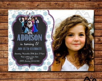 Frozen Birthday Invitation, Frozen Birthday, Disney Princess Invitation, Princess Birthday Invitation, Anna and Elsa