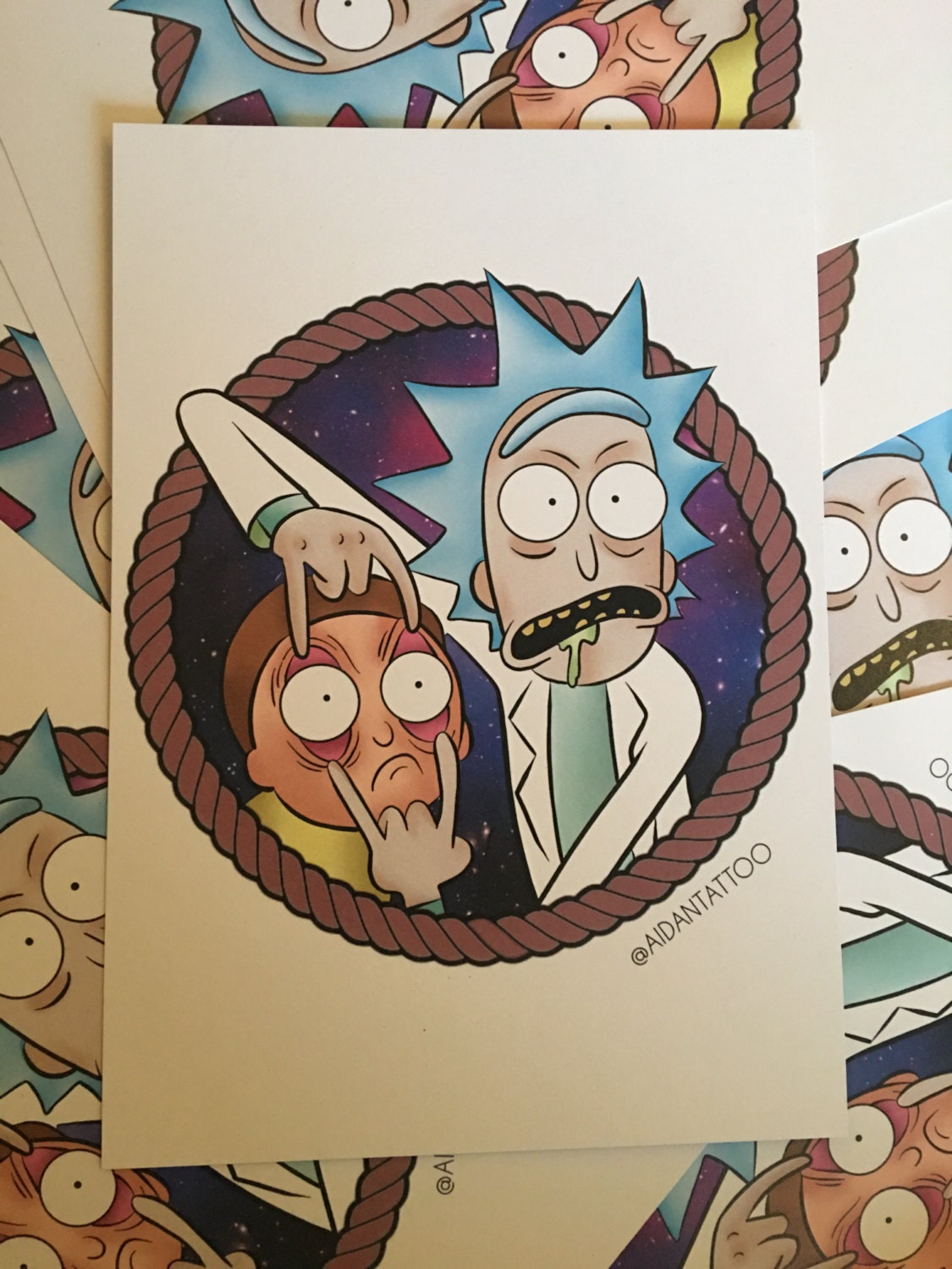 Rick And Morty A5 Galaxy Tattoo Print