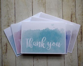 5 x thank you cards // Thank you card set // Watercolour cards // Wedding thank you cards // Thank you card pack // Card to say thanks //