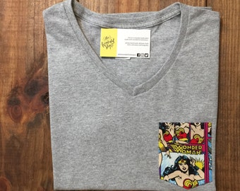 DC Comics Wonder Woman | Vintage | Custom Pocket Tee | T-shirt| V-neck | Shirt | Onesie | Bodysuit| Family | Mens | Womens | Kids | Baby