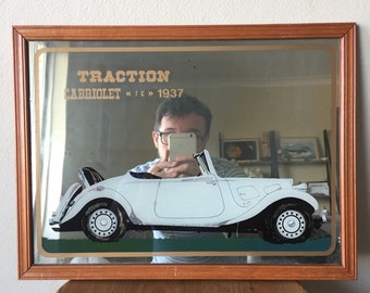 Traction Cabriolet 1937 Car Print Small Framed Mirror