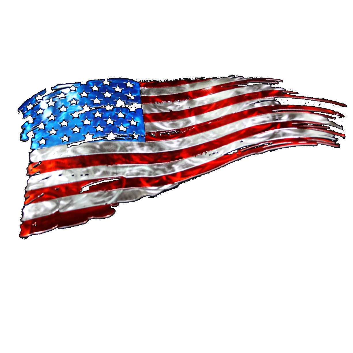 Tattered American flag American flag wall art Metal flag