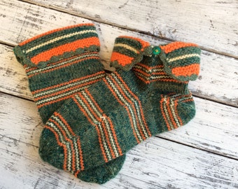 Knitted socks Striped slipper socks Wool slipper socks