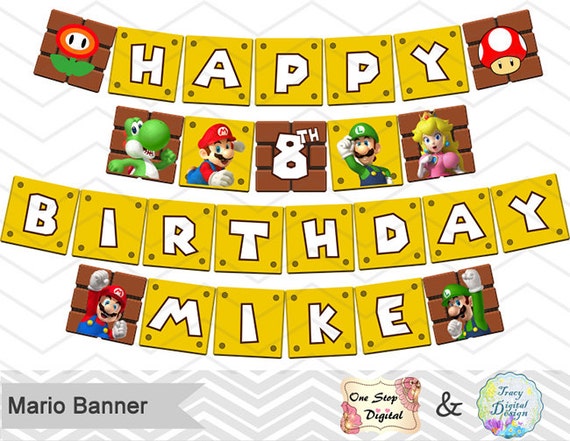 Printable Super Mario Banner Super Mario Birthday Party