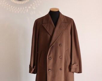 50s men's long double breasted wool coat