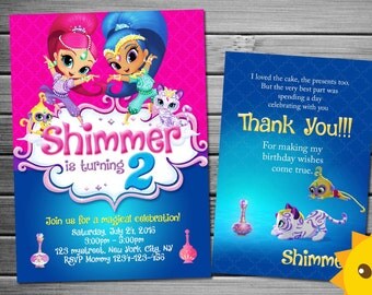 Shimmer and shine Invitation, Shimmer and shine Birthday, Shimmer and shine Party, Shimmer and shine Invites, Shimmer and shine Printables