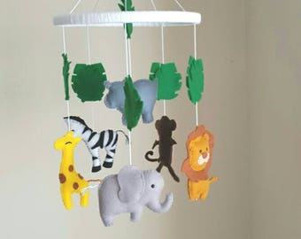 Safari animal mobile, jungle animal mobile, safari mobile, jungle mobile, baby shower gift, made to order