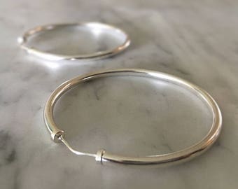 Sterling Silver Hoop Earrings, Large Sterling Silver Hoop Earrings, Silver Hoops, Simple Earrings, Minimalist Jewellery, Modern, JE0010