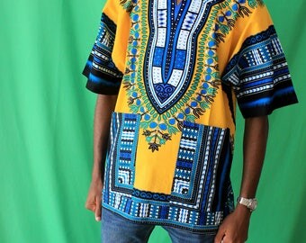 Yellow/Blue Dashiki African Print Unisex