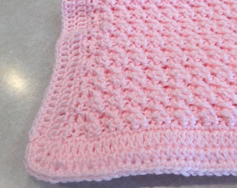 Light Pink Cotton Candy Crocheted Blanket for Baby