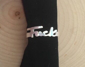 Fuck ring, sterling silver plated one size fits most.