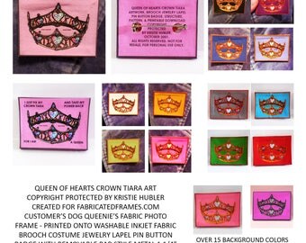 pattern download with 16 wearables printable Queen of Hearts crown tiara inkjet fabric sew or no sew brooch jewelry pin buttons