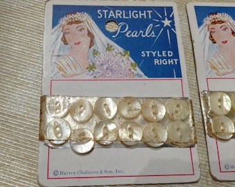 Vintage Starlight Pearls Pearl Buttons Sewing Notions