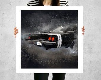 Dodge Charger 1968, popular wall art, oldtimer cars, modern canvas prints, vintage and classic cars, boyfriend gift valentines day