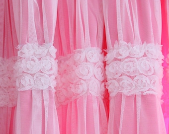 Pink ruffle curtain | Etsy