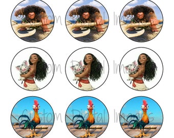 INSTANT DOWNLOAD Princess Moana Bottle Cap Image Sheet | Digital Image Sheet | 4"x6" Sheet with 15 Images