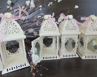 Set of 10 Rustic White Wedding Lanterns, White Lanterns,Moroccan Lanterns, Shabby chic,Wedding Lighting, Wedding Centerpiece,Candle Lantern