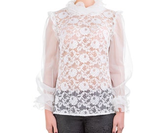 Shirt with lace and silk organza PIECE size (it 42 - eu 38 - uk 10 - us 6) PROMOTIONAL PRICE