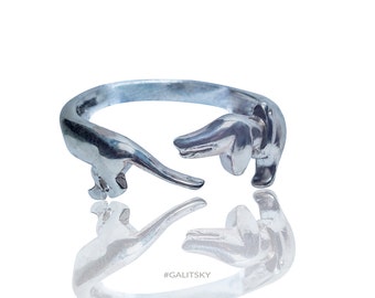 Dachshund Ring / Silver ring dog / Sausage Dog Silver Ring / Made to order