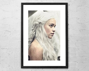 Daenerys Targaryen - Khaleesi Painting - Game of Thrones - Game of Thrones Poster - Game of Thrones Gift - Movie Poster - Mother of Dragons